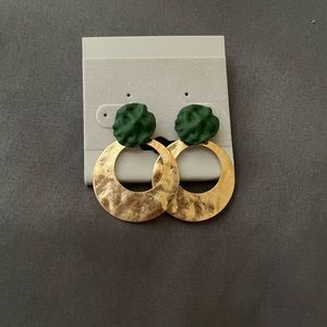 Green and gold earrings